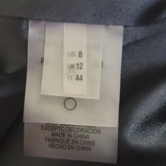 Elie Tahari Navy zippered front mixed media jacket with chain hem - Picture 7 of 8